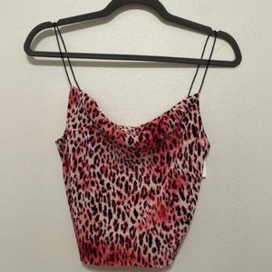 NWOT Topshop Pleated Animal Print Crop Top Size 4